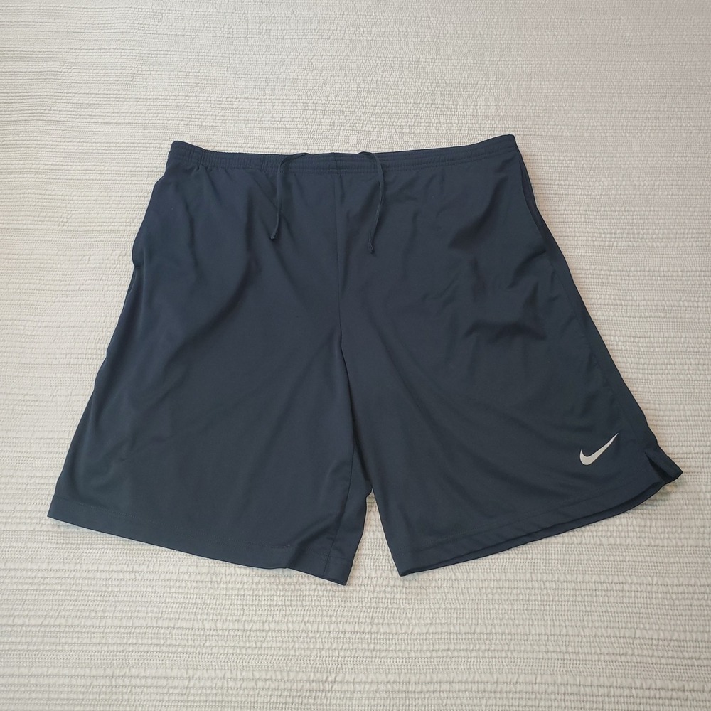 Nike Mens Dri-FIT Athletic Shorts Navy Blue Mesh Panel Pockets Size XL